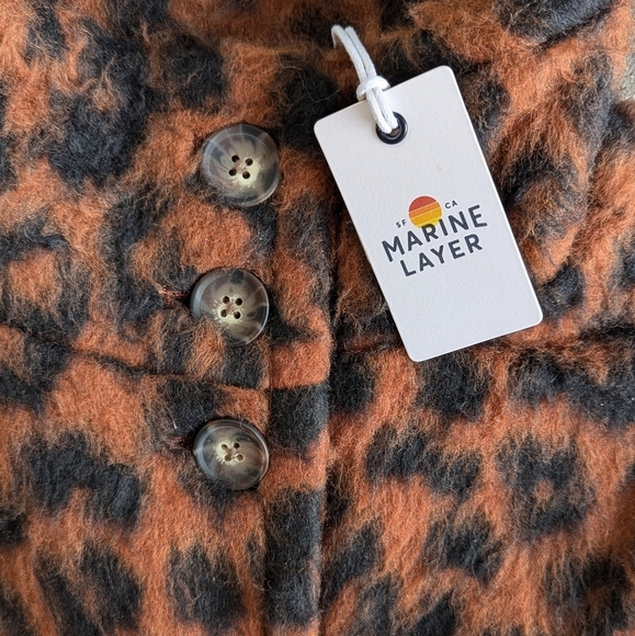 Marine Layer Oversized Stephanie Cocoon Cheetah Coat Womens S NWT Button Front - Picture 5 of 9